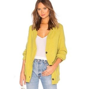For Love & Lemons • Davis Button Up Cardigan in Chartreuse